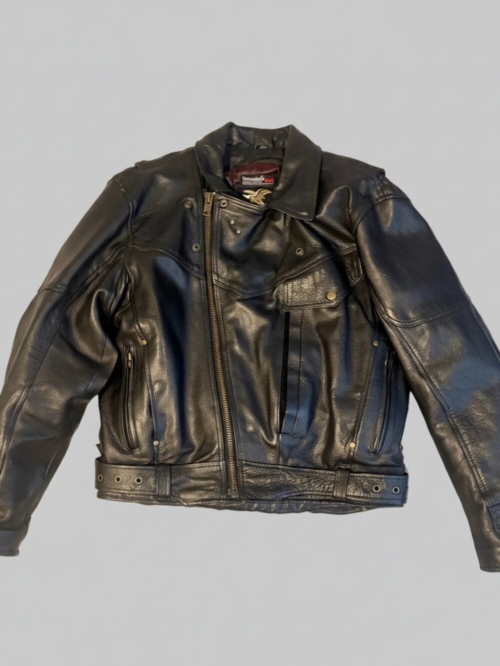Vintage 90s Harley Davidson Jamin Leather Biker Jacket Eagle Back 42
